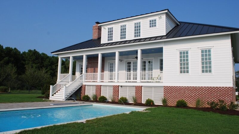 JMB HOMES Tilghman Island Custom Home pool view